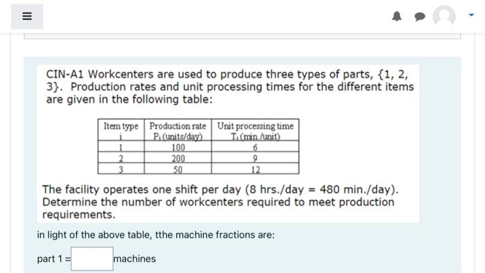 III CIN-A1 Workcenters are used to produce three