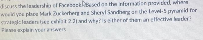 discuss the leadership of Facebook hBased on the