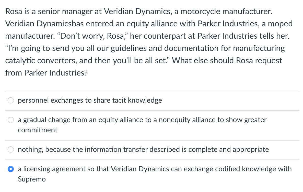 Rosa is a senior manager at Veridian Dynamics, a