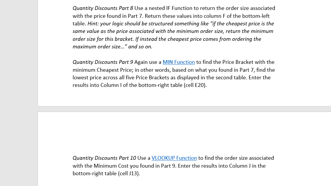 *Please show all the functions and formulas used