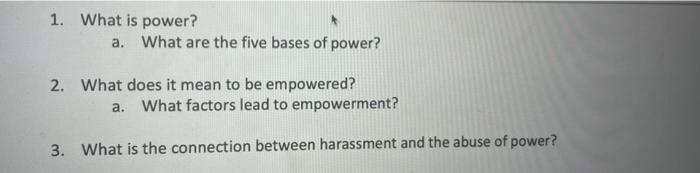 1. What is power? a. What are the five bases of
