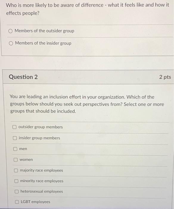 Who is more likely to be aware of difference -