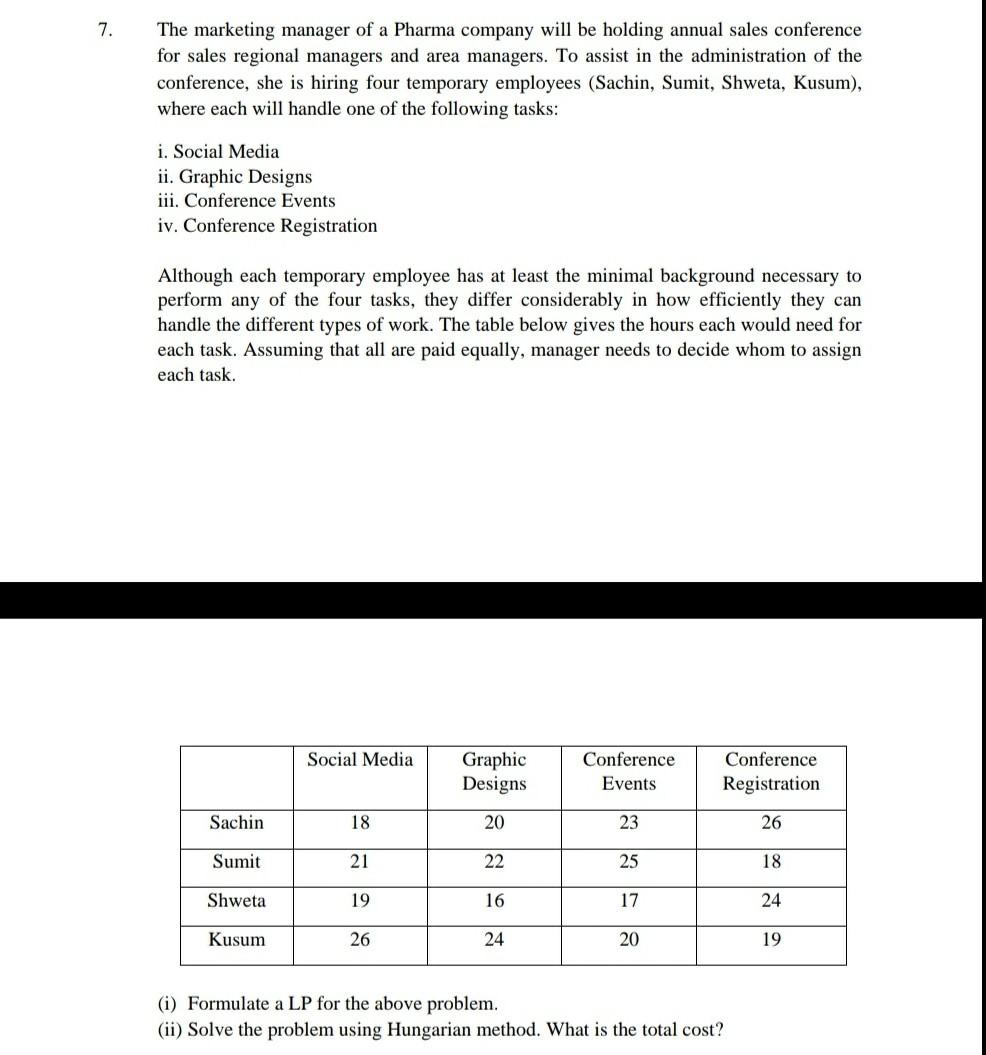 7. The marketing manager of a Pharma company will