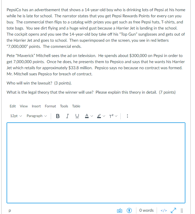 PepsiCo has an advertisement that shows a