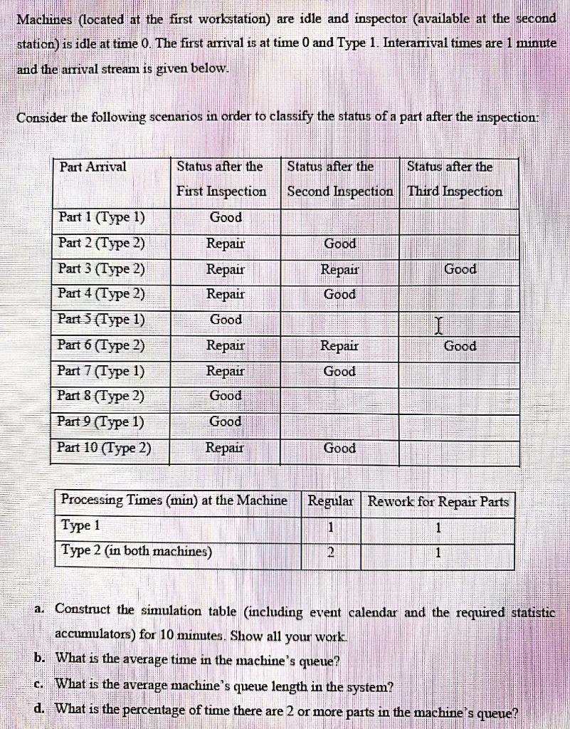 2. Consider the following manufacturing system