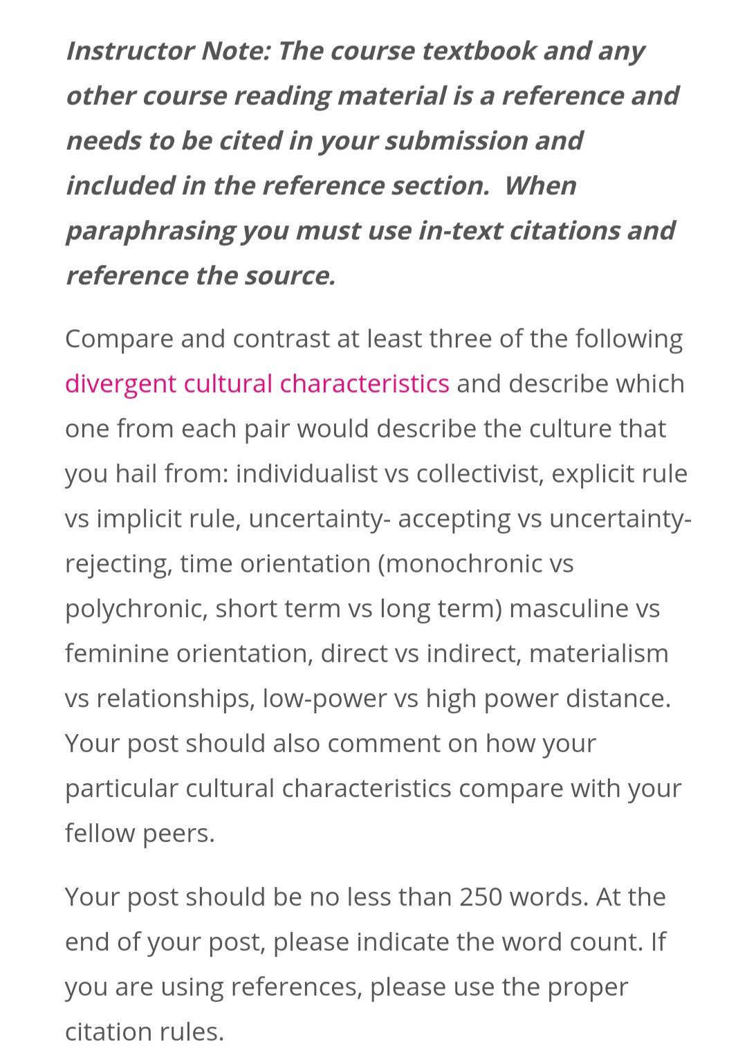 Instructor Note: The course textbook and any