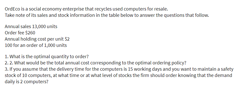 OrdEco is a social economy enterprise that