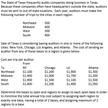 The State of Texas frequently audits companies