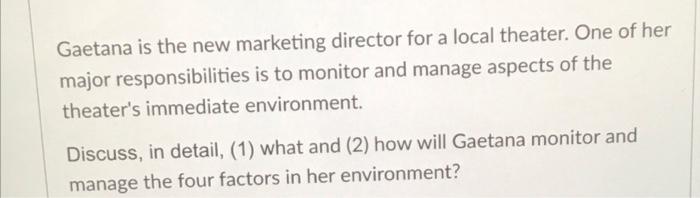 Gaetana is the new marketing director for a local