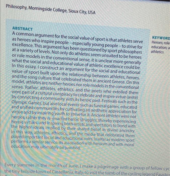 course - history of sportss question - but was it