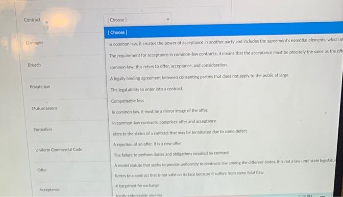 Business Law- please help Contract [Choose]