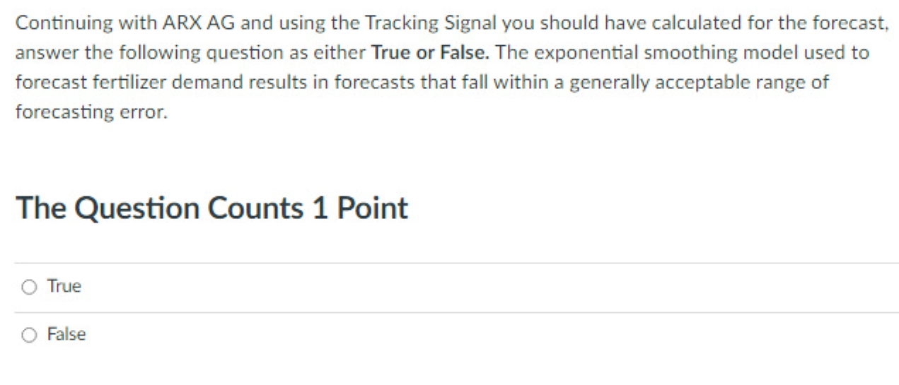 Consider the following actual demand and forecast