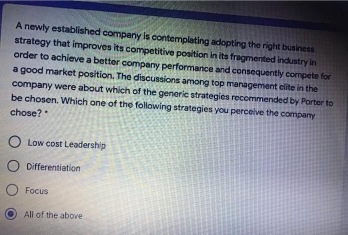 A newly established company is contemplating