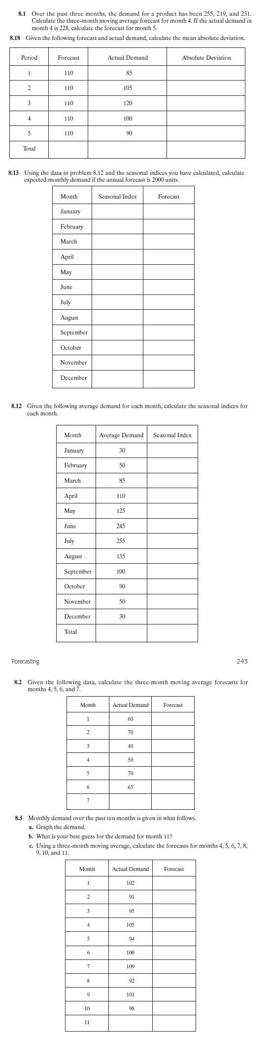 8.1 Over the past three months, the demand for a