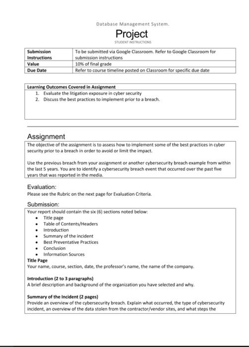 Database Management System, Project STUDENT