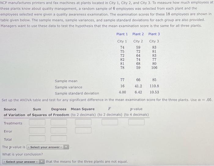 Please complete all parts of this question. NCP