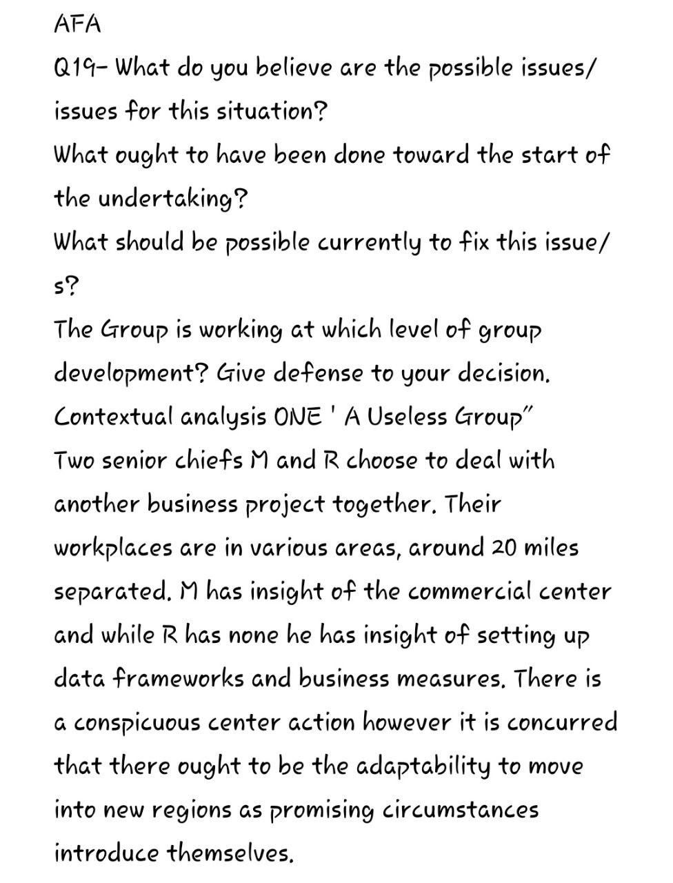 AFA Q19- What do you believe are the possible