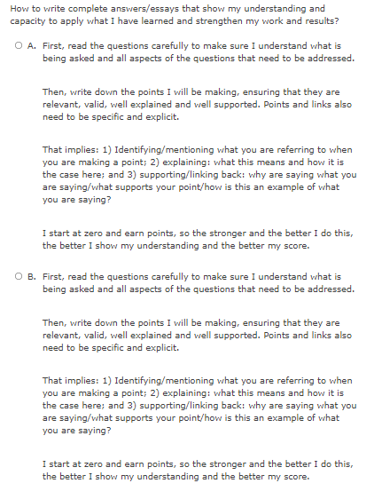 How to write complete answers/essays that show my