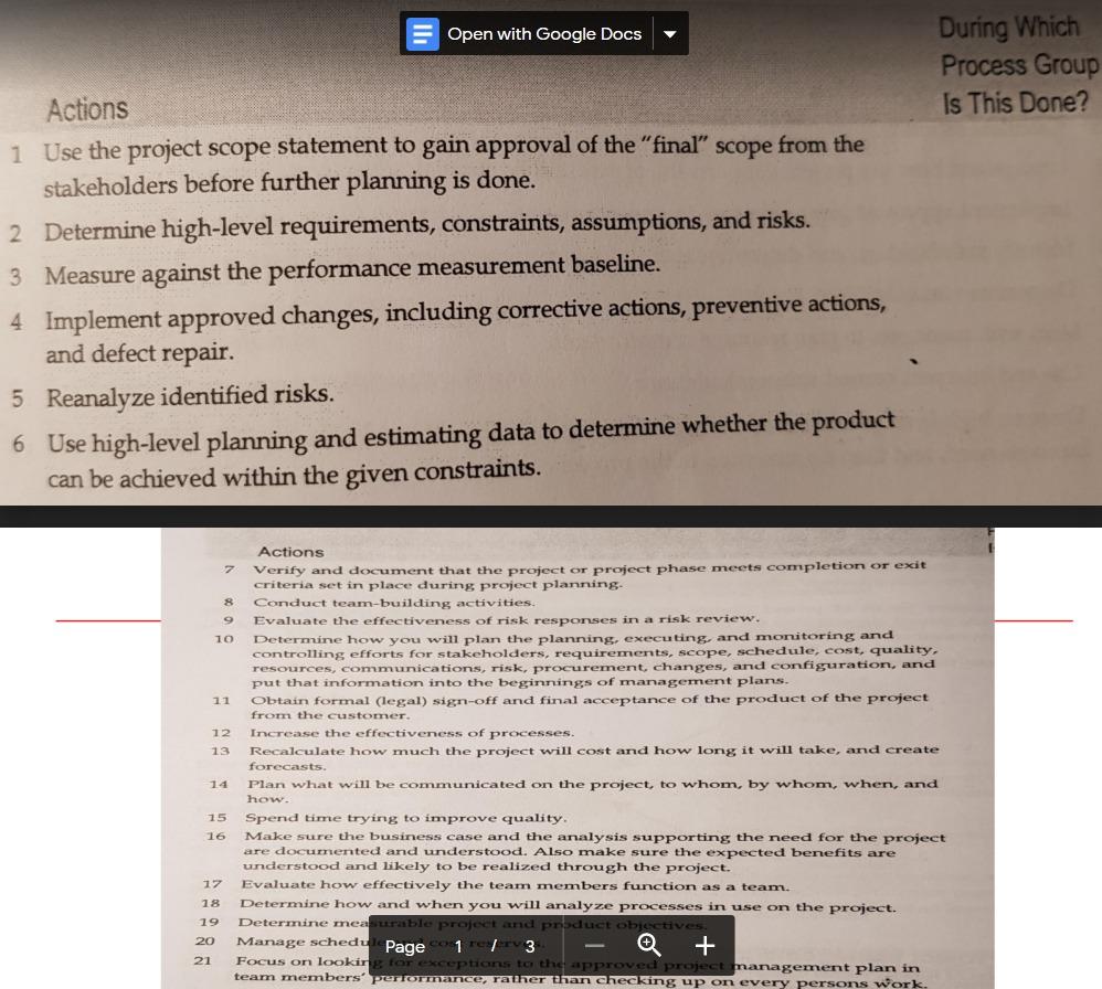 Open with Google Docs During Which Process Group