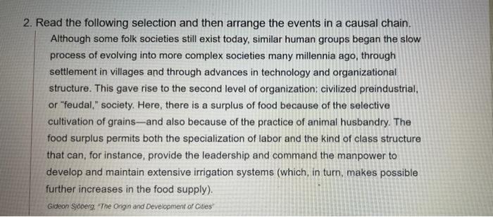 2. Read the following selection and then arrange