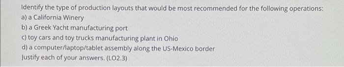 Identify the type of production layouts that