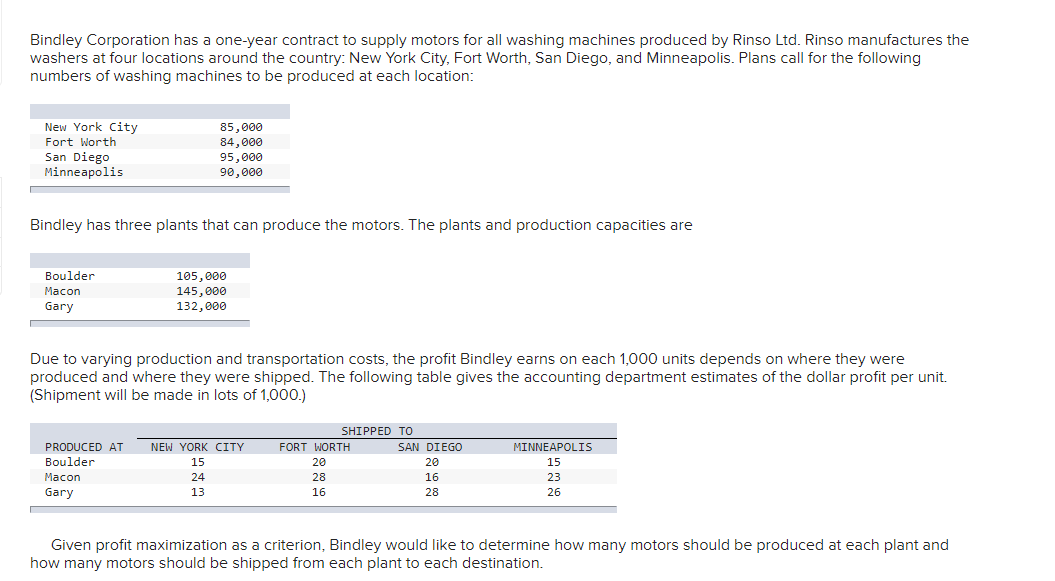 Bindley Corporation has a one-year contract to