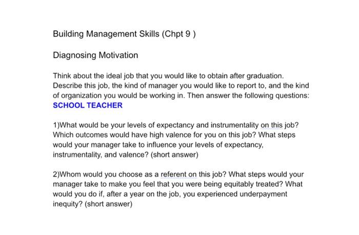 Building Management Skills (Chpt 9 ) Diagnosing