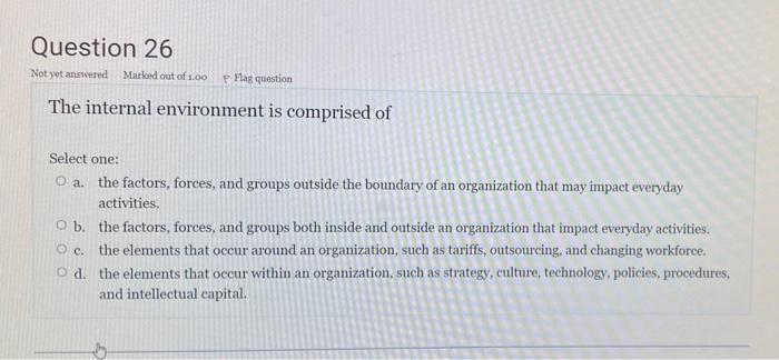 Question 25 Not yet answered Marked out of 1.00