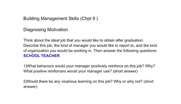 Building Management Skills (Chpt 9 ) Diagnosing