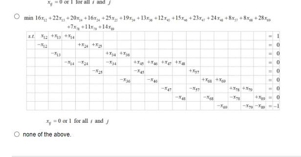 QUESTION 9 The correct linear programming model