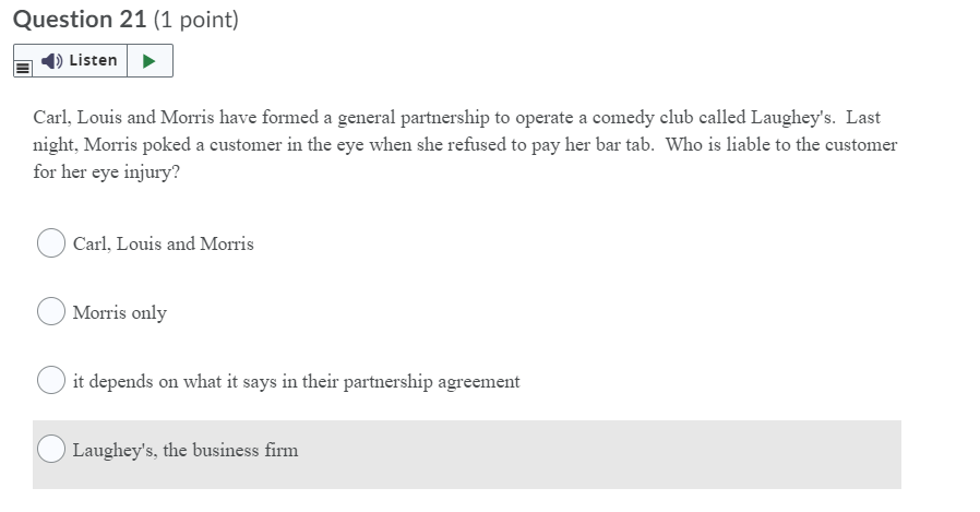 Question 21 (1 point) Listen Carl, Louis and