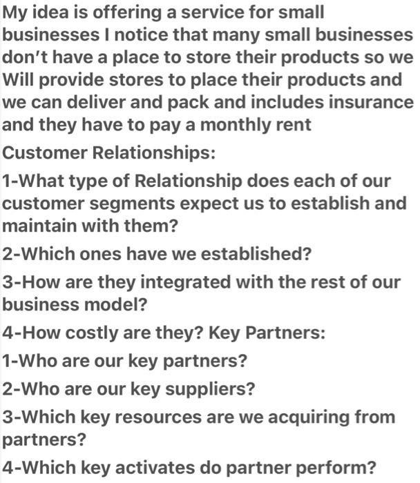 My idea is offering a service for small