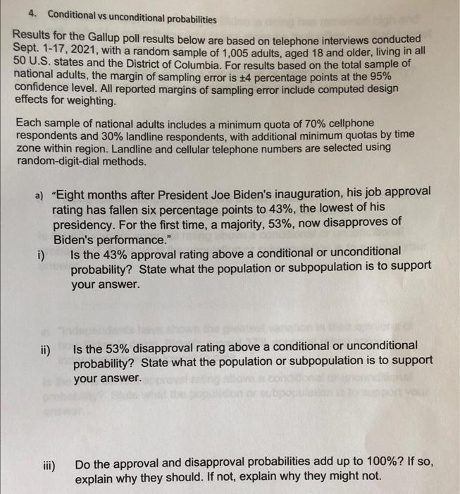 4. Conditional vs unconditional probabilities