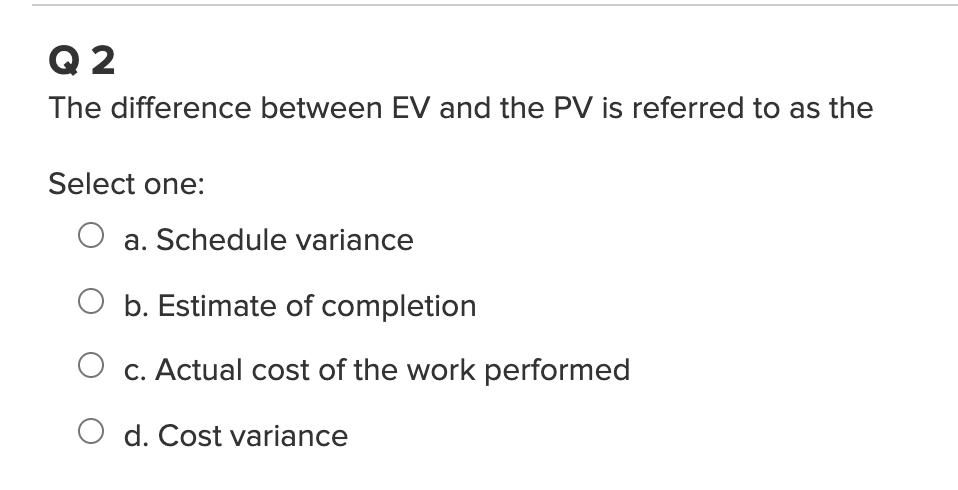 Q 24 The difference between the cost baseline and