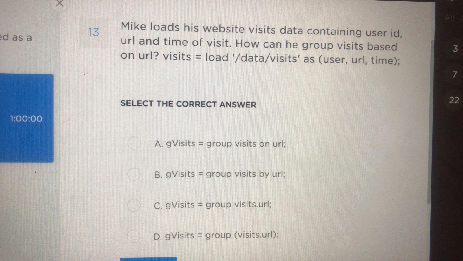 13 Mike loads his website visits data containing