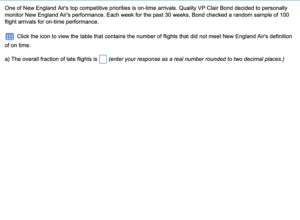 The table is as follows Sample (week) Late