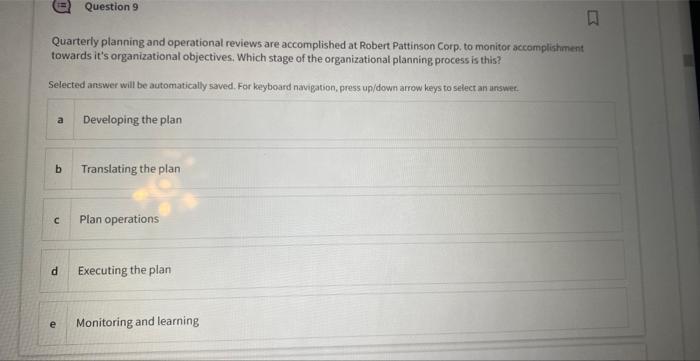 b Quarterly planning and operational reviews are