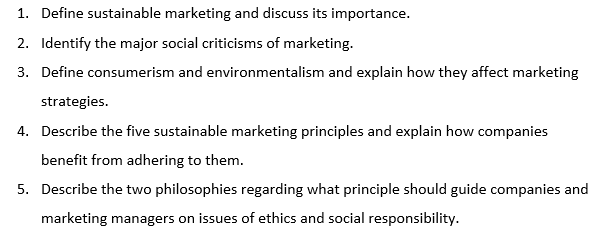 1. Define sustainable marketing and discuss its