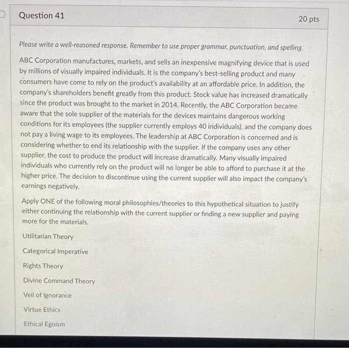 Please write a well-reasoned response. Remember