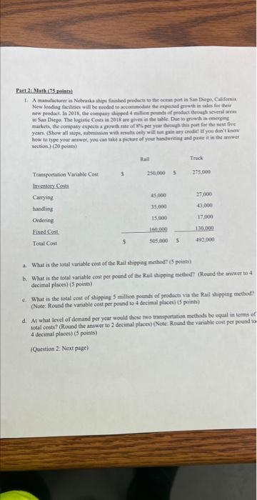 supply chain management Rart.2: Math (75. peints)