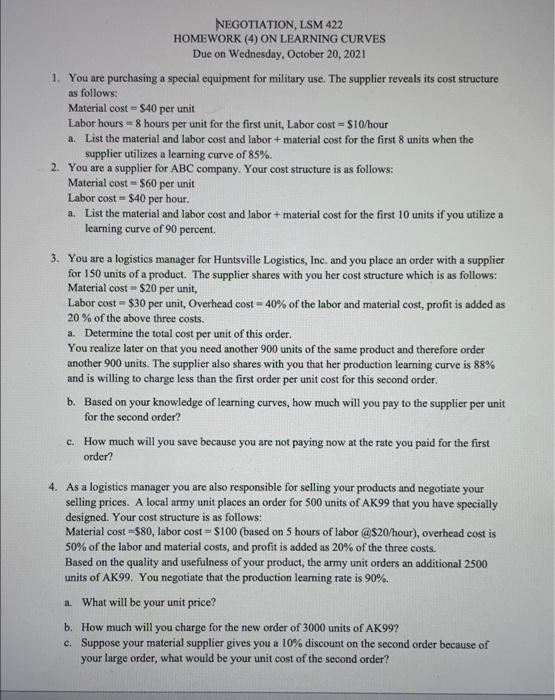 a NEGOTIATION, LSM 422 HOMEWORK (4) ON LEARNING