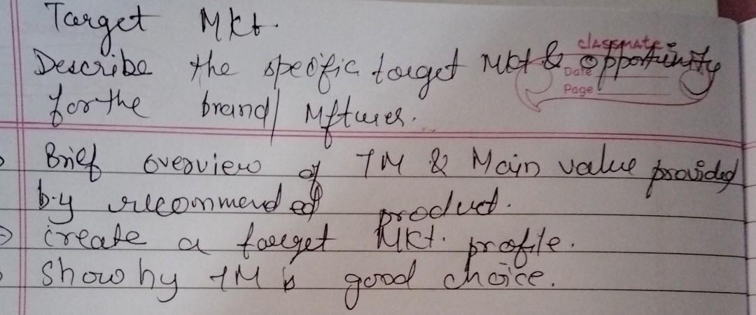 need slides Target Mkt. Describe the specific