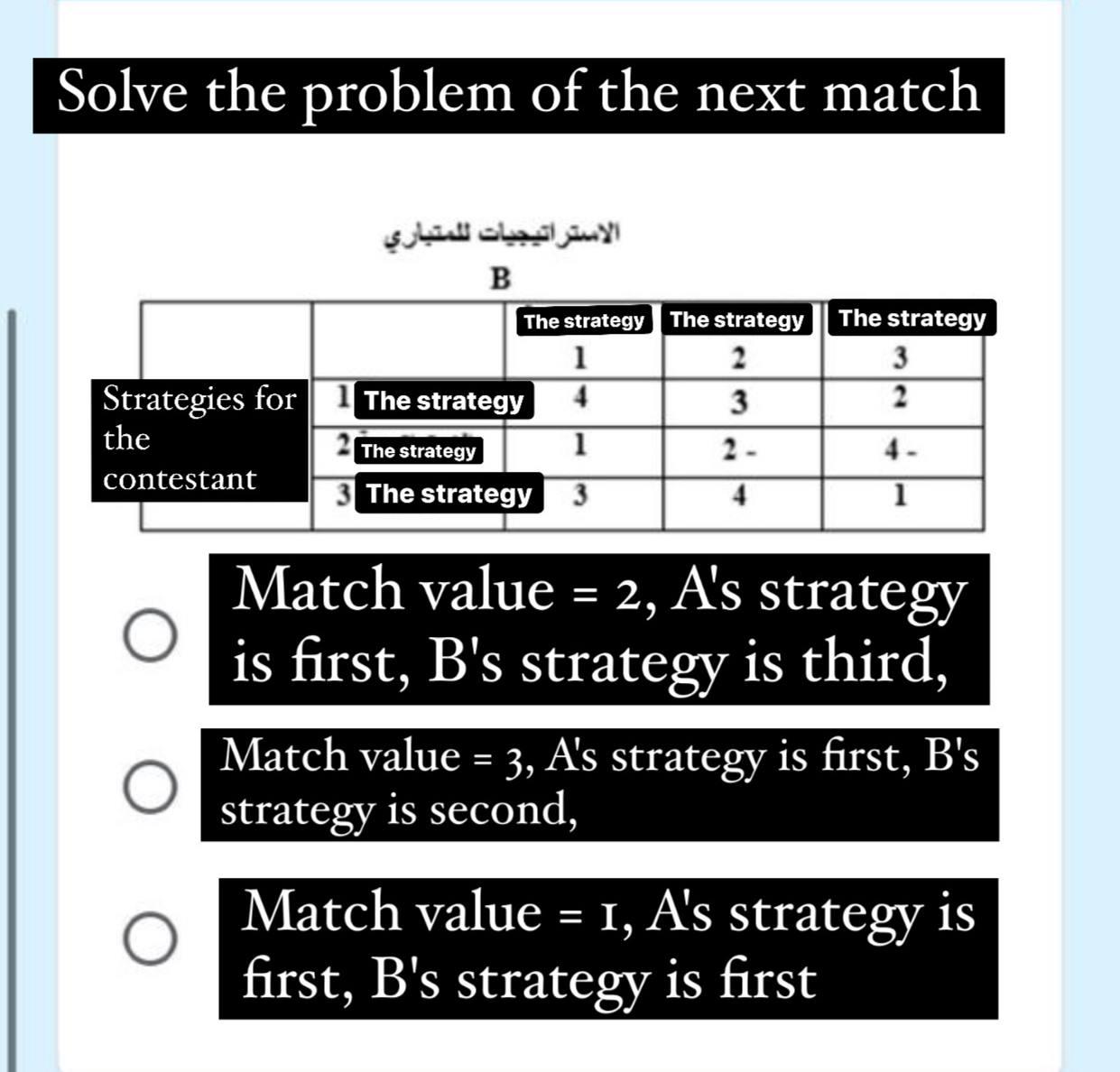 Solve the problem of the next match B The