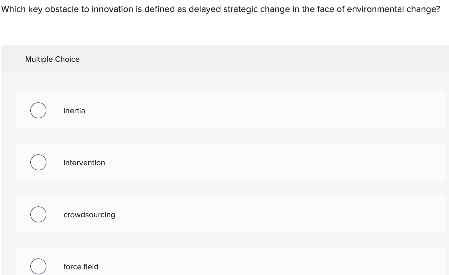 Which key obstacle to innovation is defined as