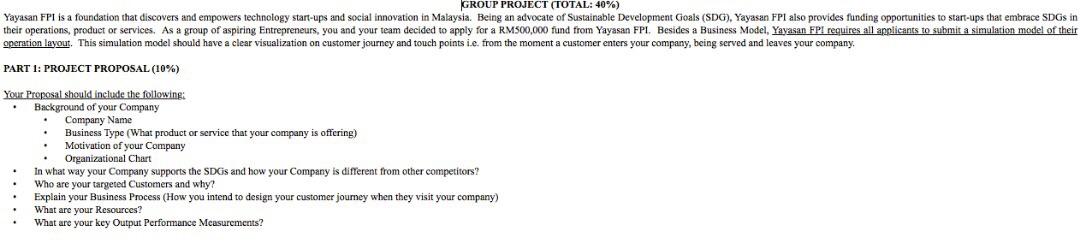 GROUP PROJECT (TOTAL: 40%) Yayasan FPI is a
