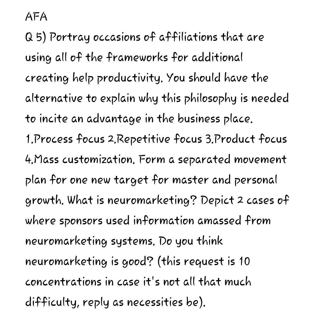 AFA Q 5) Portray occasions of affiliations that