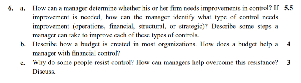6. a. How can a manager determine whether his or
