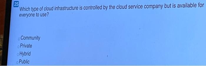 25 Which type of cloud infrastructure is