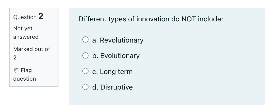 Innovation and Entrepreneurship Question 2