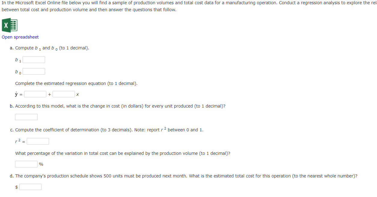 B Production Volume (units) Total Cost ($) 400